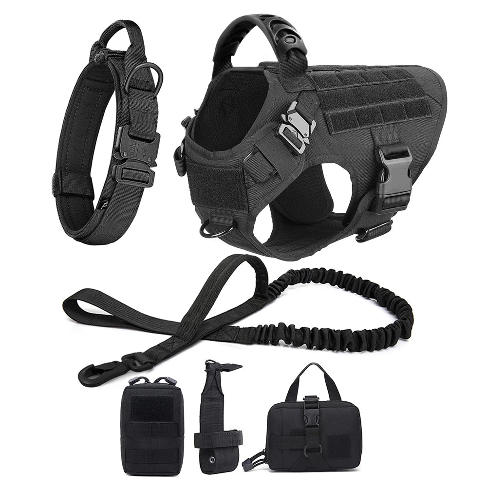 Yappy Hour Depot™ Tactical No-Pull Dog Harness – Heavy-Duty with Metal Buckles & Reflective Strips - Yappy Hour Depot