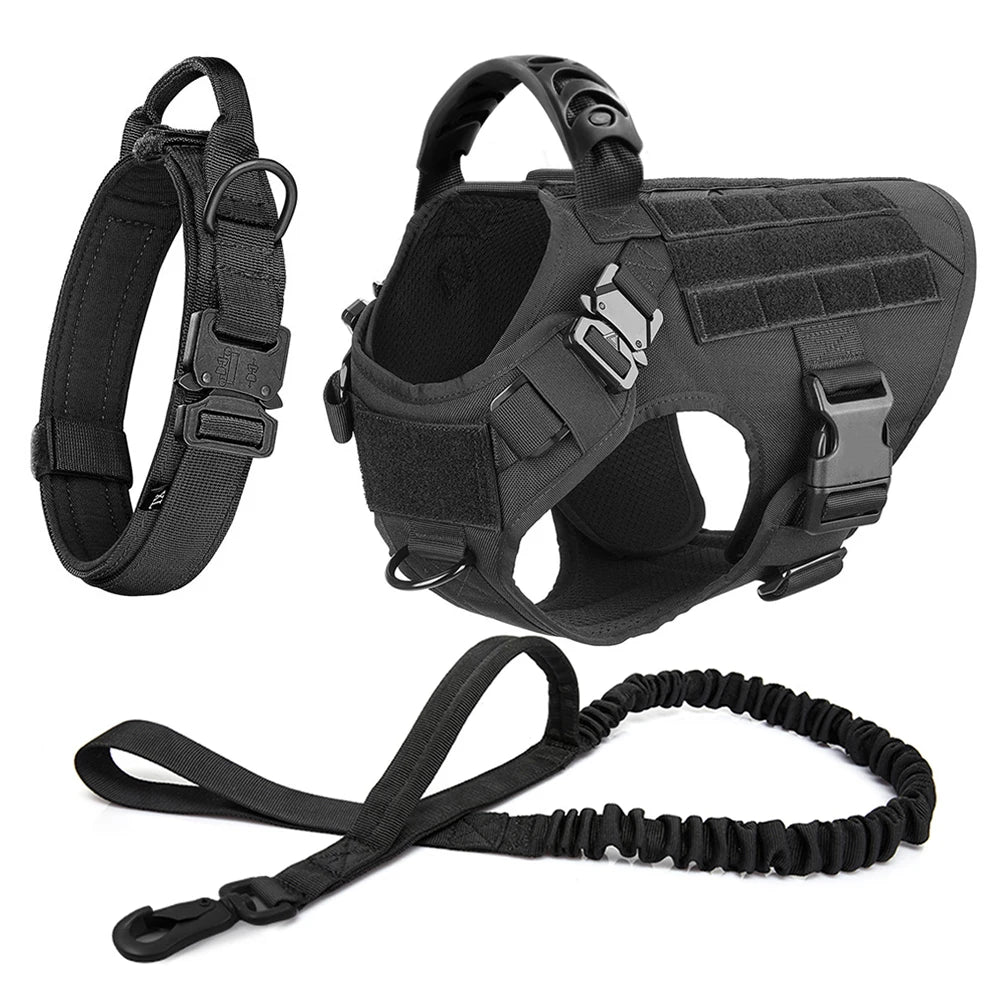 Yappy Hour Depot™ Tactical No-Pull Dog Harness – Heavy-Duty with Metal Buckles & Reflective Strips - Yappy Hour Depot