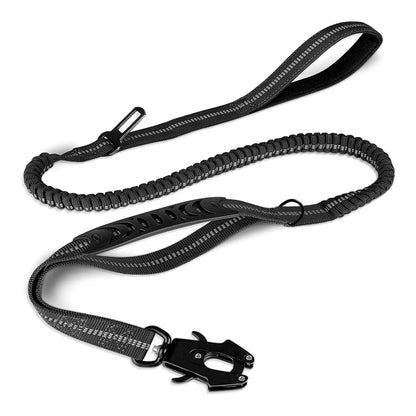 Yappy Hour Depot™ Reflective Bungee Dog Leash – Shock-Absorbing with Car Seatbelt Clip - Yappy Hour Depot