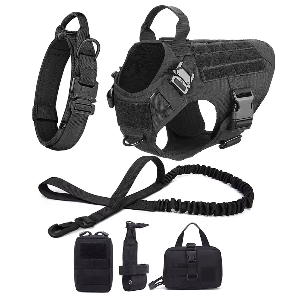 Yappy Hour Depot™ Tactical No-Pull Dog Harness – Heavy-Duty with Metal Buckles & Reflective Strips - Yappy Hour Depot