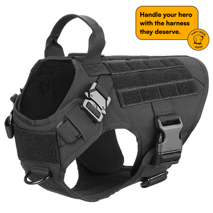 Yappy Hour Depot™ Tactical No-Pull Dog Harness – Heavy-Duty with Metal Buckles & Reflective Strips - Yappy Hour Depot