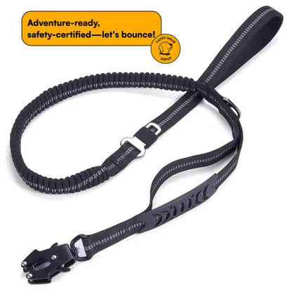 Yappy Hour Depot™ Reflective Bungee Dog Leash – Shock-Absorbing with Car Seatbelt Clip - Yappy Hour Depot