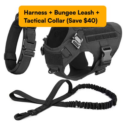 Yappy Hour Depot™ Tactical No-Pull Dog Harness – Heavy-Duty with Metal Buckles & Reflective Strips